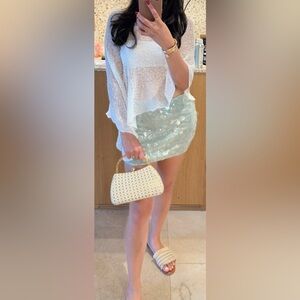 Sage green mini skirt with sequins